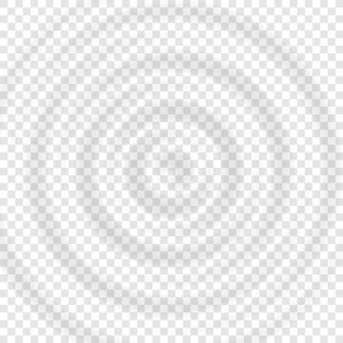 Dalgalı su manzarası. Şeffaf arkaplanda izole edilmiş daire dalgalı su yoğunlaştırıcı halkaları serpin. Vektör illüstrasyonu