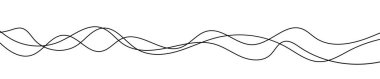 İnce kıvrımlı dalgalı çizgiler. Beyaz arka planda üç siyah dalgalı çizgi. Vektör illüstrasyonu