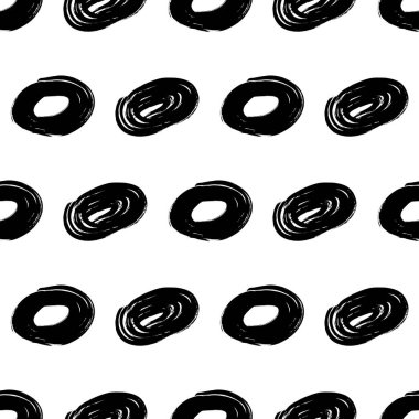 Kusursuz desenli, el çizimi, beyaz zemin üzerine çizilmiş karalama çemberleri. Soyut grunge dokusu. Vektör illüstrasyonu