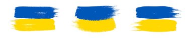 Grunge tarzında Ukrayna ulusal bayrağı. Ukrayna 'nın fırça darbesi bayraklarıyla boyanmış. Vektör illüstrasyonu