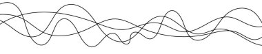 İnce kıvrımlı dalgalı çizgiler. Beyaz arka planda dört siyah dalgalı çizgi. Vektör illüstrasyonu