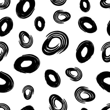 Kusursuz desenli, el çizimi, beyaz zemin üzerine çizilmiş karalama çemberleri. Soyut grunge dokusu. Vektör illüstrasyonu