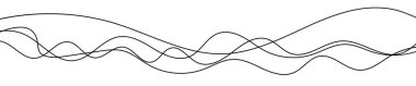 İnce kıvrımlı dalgalı çizgiler. Beyaz arka planda dört siyah dalgalı çizgi. Vektör illüstrasyonu