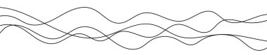 İnce kıvrımlı dalgalı çizgiler. Beyaz arka planda dört siyah dalgalı çizgi. Vektör illüstrasyonu