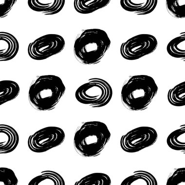 Kusursuz desenli, el çizimi, beyaz zemin üzerine çizilmiş karalama çemberleri. Soyut grunge dokusu. Vektör illüstrasyonu