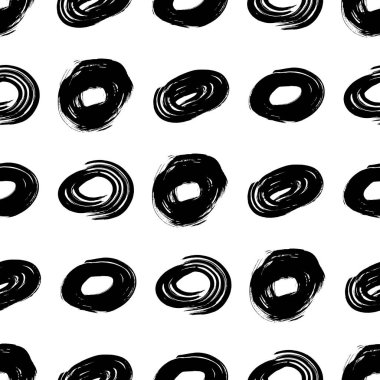 Kusursuz desenli, el çizimi, beyaz zemin üzerine çizilmiş karalama çemberleri. Soyut grunge dokusu. Vektör illüstrasyonu