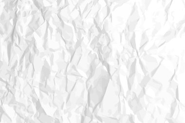 Beyaz, buruşuk kağıt arka plan. Posterler ve afişler için yatay olarak buruşmuş boş kağıt şablonu. Vektör illüstrasyonu