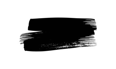 Siyah fırça darbesi. El çizimi mürekkep lekesi beyaz arka planda izole edilmiş. Vektör illüstrasyonu