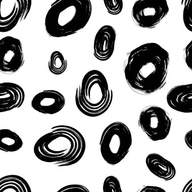 Kusursuz desenli, el çizimi, beyaz zemin üzerine çizilmiş karalama çemberleri. Soyut grunge dokusu. Vektör illüstrasyonu