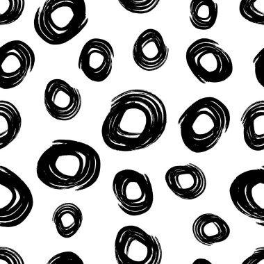 Kusursuz desenli, el çizimi, beyaz zemin üzerine çizilmiş karalama çemberleri. Soyut grunge dokusu. Vektör illüstrasyonu