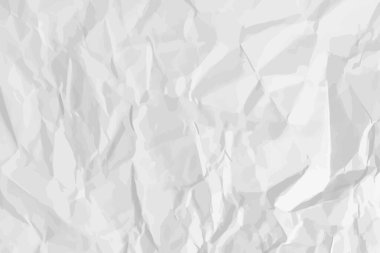 Beyaz, buruşuk kağıt arka plan. Posterler ve afişler için yatay olarak buruşmuş boş kağıt şablonu. Vektör illüstrasyonu