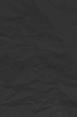 Siyah, buruşuk kağıt arka plan. Posterler ve afişler için buruşturulmuş dikey boş kağıt şablonu. Vektör illüstrasyonu