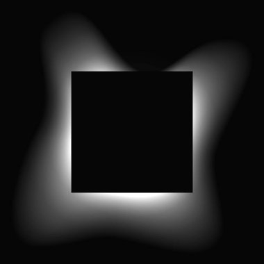 Kare çerçeveyi gradyanla aydınlat. Beyaz kare neon pankartı siyah arkaplanda izole edilmiş. Vektör illüstrasyonu