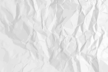 Beyaz, buruşuk kağıt arka plan. Posterler ve afişler için yatay olarak buruşmuş boş kağıt şablonu. Vektör illüstrasyonu