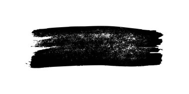 Siyah fırça darbesi. El çizimi mürekkep lekesi beyaz arka planda izole edilmiş. Vektör illüstrasyonu