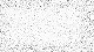 Kareli soyut geometrik arkaplan. Beyaz üzerine gri pikseller ve boş alan. Dijital iş arkaplanı. Vektör illüstrasyonu