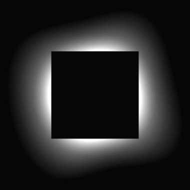 Kare çerçeveyi gradyanla aydınlat. Beyaz kare neon pankartı siyah arkaplanda izole edilmiş. Vektör illüstrasyonu