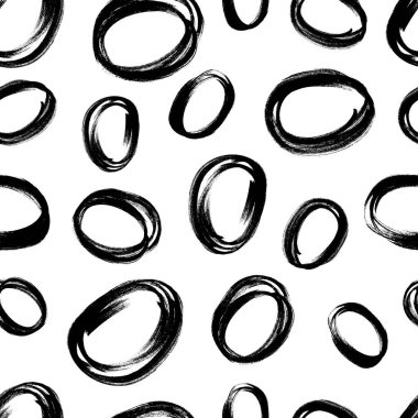 Kusursuz desenli, el çizimi, beyaz zemin üzerine çizilmiş karalama çemberleri. Soyut grunge dokusu. Vektör illüstrasyonu