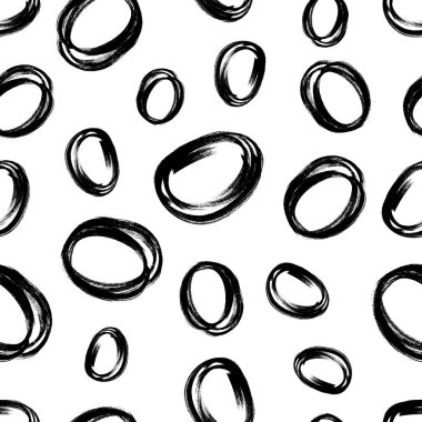 Kusursuz desenli, el çizimi, beyaz zemin üzerine çizilmiş karalama çemberleri. Soyut grunge dokusu. Vektör illüstrasyonu