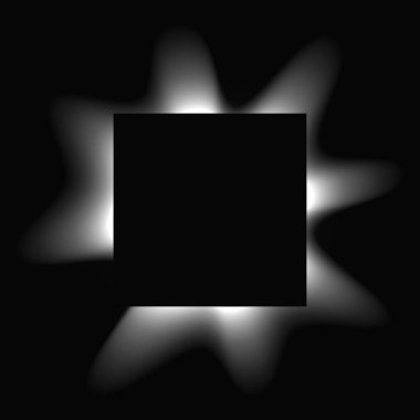 Kare çerçeveyi gradyanla aydınlat. Beyaz kare neon pankartı siyah arkaplanda izole edilmiş. Vektör illüstrasyonu