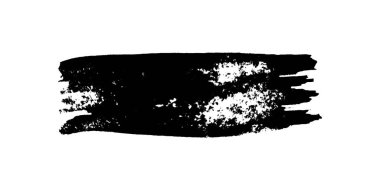 Siyah fırça darbesi. El çizimi mürekkep lekesi beyaz arka planda izole edilmiş. Vektör illüstrasyonu