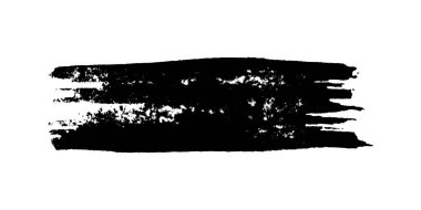 Siyah fırça darbesi. El çizimi mürekkep lekesi beyaz arka planda izole edilmiş. Vektör illüstrasyonu