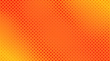 Noktalı arka plan. Çizgi roman tarzında turuncu pop sanat deseni. Renkli nokta dokusu. Vektör illüstrasyonu
