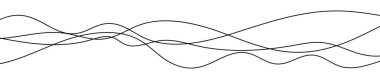İnce kıvrımlı dalgalı çizgiler. Beyaz arka planda dört siyah dalgalı çizgi. Vektör illüstrasyonu