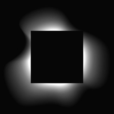 Kare çerçeveyi gradyanla aydınlat. Beyaz kare neon pankartı siyah arkaplanda izole edilmiş. Vektör illüstrasyonu