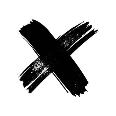 Hand drawn brush cross symbol. Black sketch cross symbol on white background. Vector illustration