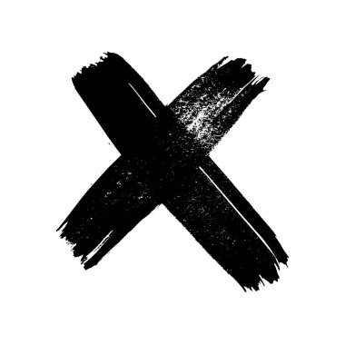 Hand drawn brush cross symbol. Black sketch cross symbol on white background. Vector illustration