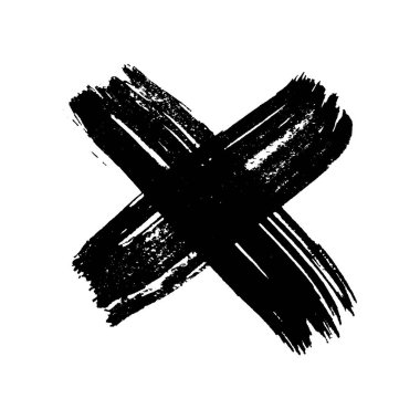 Hand drawn brush cross symbol. Black sketch cross symbol on white background. Vector illustration