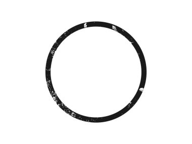 Grunge kenarı daire şeklinde. Koyu desenli çerçeve, beyaz arkaplanda boşluk. Vektör illüstrasyonu