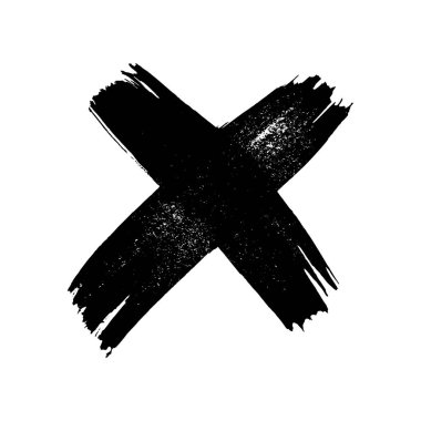 Hand drawn brush cross symbol. Black sketch cross symbol on white background. Vector illustration