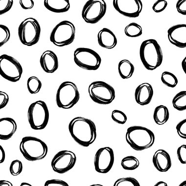 Kusursuz desenli, el çizimi, beyaz zemin üzerine çizilmiş karalama çemberleri. Soyut grunge dokusu. Vektör illüstrasyonu