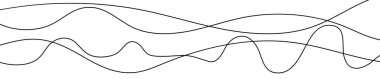 İnce kıvrımlı dalgalı çizgiler. Beyaz arka planda dört siyah dalgalı çizgi. Vektör illüstrasyonu