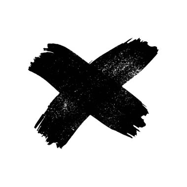 Hand drawn brush cross symbol. Black sketch cross symbol on white background. Vector illustration
