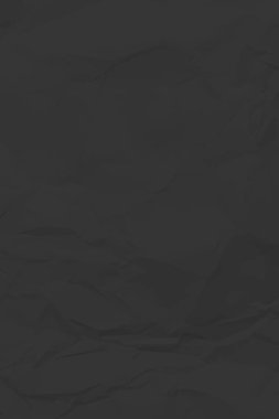 Siyah, buruşuk kağıt arka plan. Posterler ve afişler için buruşturulmuş dikey boş kağıt şablonu. Vektör illüstrasyonu