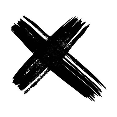 Hand drawn brush cross symbol. Black sketch cross symbol on white background. Vector illustration