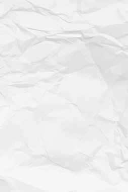 White clean crumpled paper background. Vertical crumpled empty paper template for posters and banners. Vector illustration clipart