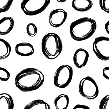 Kusursuz desenli, el çizimi, beyaz zemin üzerine çizilmiş karalama çemberleri. Soyut grunge dokusu. Vektör illüstrasyonu