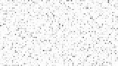 Kareli soyut geometrik arkaplan. Beyaz üzerine gri pikseller ve boş alan. Dijital iş arkaplanı. Vektör illüstrasyonu