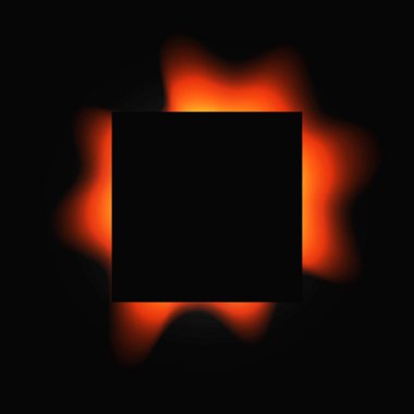 Kare çerçeveyi gradyanla aydınlat. Siyah arkaplanda kırmızı yuvarlak neon pankart var. Vektör illüstrasyonu