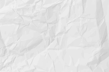 Beyaz, buruşuk kağıt arka plan. Posterler ve afişler için yatay olarak buruşmuş boş kağıt şablonu. Vektör illüstrasyonu