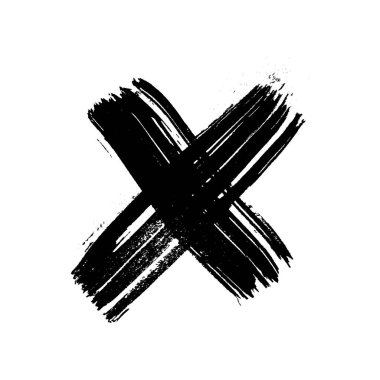 Hand drawn brush cross symbol. Black sketch cross symbol on white background. Vector illustration