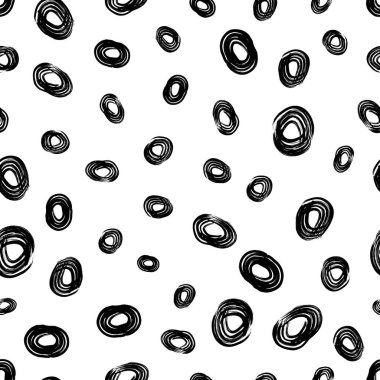 Kusursuz desenli, el çizimi, beyaz zemin üzerine çizilmiş karalama çemberleri. Soyut grunge dokusu. Vektör illüstrasyonu