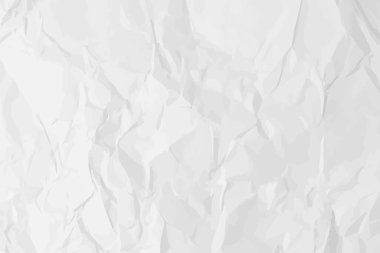 Beyaz, buruşuk kağıt arka plan. Posterler ve afişler için yatay olarak buruşmuş boş kağıt şablonu. Vektör illüstrasyonu