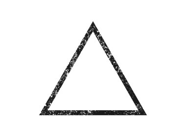 Grunge kenarı üçgen şeklinde. Koyu desenli çerçeve, beyaz arkaplanda boşluk. Vektör illüstrasyonu