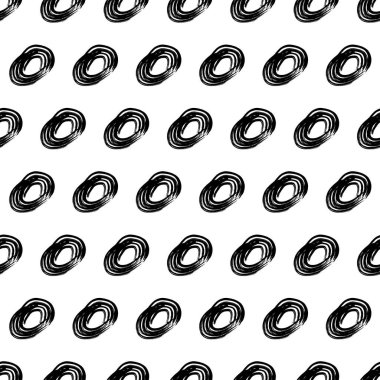 Kusursuz desenli, el çizimi, beyaz zemin üzerine çizilmiş karalama çemberleri. Soyut grunge dokusu. Vektör illüstrasyonu