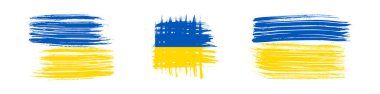 Grunge tarzında Ukrayna ulusal bayrağı. Ukrayna 'nın fırça darbesi bayraklarıyla boyanmış. Vektör illüstrasyonu